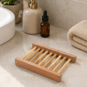 Tolicious Wooden Soap Tray Ladder Shape Prevents Melting in Water Eco-Friendly Soap Dish for Bathrooms & Kitchens
